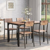 Modern Dining Table and Chairs Set 2/4 Seats Metal Frame Kitchen Home Grey/Brown