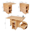 Mobile Folding Dining Table Drop Leaf Table with 1 Drawer 2 Open Storage Shelves