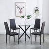 4x Black Faux Leather Dining Chairs Round Tempered Glass Black Legs Dining Table