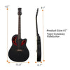 New 41 inch Cutawary Acoustic Guitar Spruce Top Grape Hole Round Back Black