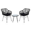 Three-Piece Rattan Garden Furniture 2 Seat Bistro Table Chair Outdoor Patio Set