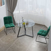 Round Tempered Glass Table Dining Set Metal Legs Velvet Folding Accent Chairs UK