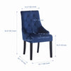 2pcs Blue Velvet Dining Chairs Button-Tufted Upholstered with Rivets Ring Pull