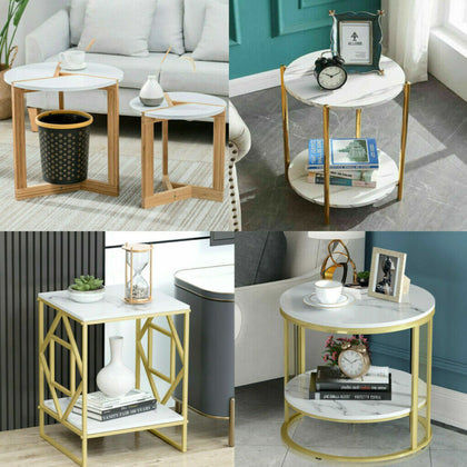 Coffee Table Marble Side Table MDF End Table Bedside Unit Lamp Telephone Stand