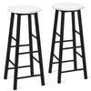 Set of 2 Bar Stools Faux Marble Pub Chair Round Kitchen Dining Chair W/ Footrest