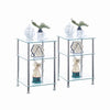 Pair of 3 Tiers Square Clear Tempered Glass Sofa Side End Table Bedside Table