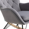 Grey Fabric Upholstered Rocking Chair Leisure Sofa Chair Tufted High Back Rocker