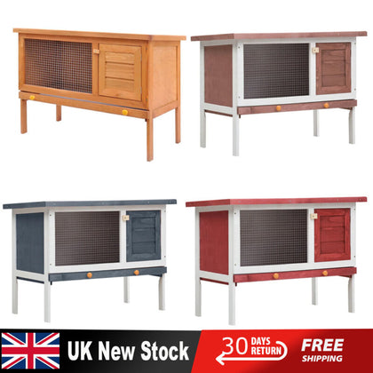 LARGE 3FT WOODEN SINGLE RABBIT HUTCH PET INDOOR OUTDOOR HOUSE FERRET GUINEA PIG