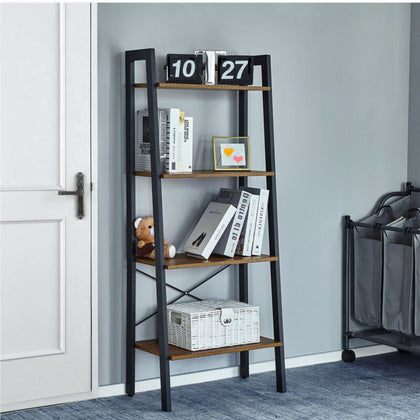 4Tier Ladder Shelf Storage Shelving Unit Bookcase Metal Rack Plant Display Stand