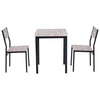 3 Pcs Compact Dining Table 2 Chairs Set Wooden Metal Legs Kitchen