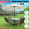 2.7M Round Garden Parasol Sun Shade Patio Outdoor Umbrella with Crank Tilt &Base