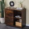 Brown Filing Cabinet Mobile Printer Stand W/2 Drawers 1 Door 3 Shelves