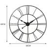 60CM Large Roman Numerals Skeleton Wall Clock Big Giant Open Face Round Silent