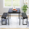 3PCS Dining Table and 2 Benches Set Kitchen Furniture Space-Saving Table Chairs