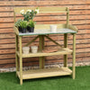 3 Tier Garden Patio Potting Table Wooden Planting Bench Workstation with Hooks