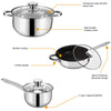 12pc Induction Stainless Steel Cookware Kitchen Glass Lids Pot Pan Set