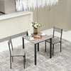 3 Pcs Compact Dining Table 2 Chairs Set Wooden Metal Legs Kitchen Breakfast Bar