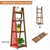 4 Tier Wooden Plant Stand Folding Flower Shelf Display Ladder Free Standing