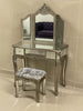 Argent Mirrored 1 Drawer Dressing Table Set. Bedroom Furniture Champagne Silver