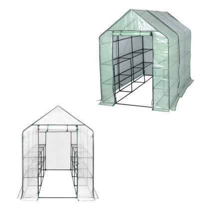 Greenhouse Garden Grow House PE Outdoor Green Steeple House w/ Shelf Plant Tent