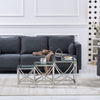 Coffee Table Stainless Steel Side Centre Table W/Transparent