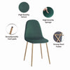 4x Green Velvet Dining Chairs Wooden Metal Legs&White Marble Glass Dining Table