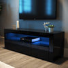 Modern TV Unit Cabinet Stand Black High Gloss Door 120cm with LED Lights Drawers