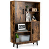 Wooden Storage Cabinet 4-Tier Bookshelf Cupboard Tall Sideboard Display Rack