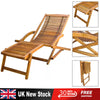 Foldable Sun Lounger Wooden Garden Deck Chair Sunbed Outdoor Patio Recliner New