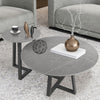 2pcs Industrial Vintage Coffee Table Marble Effect Nesting End Side Table Metal