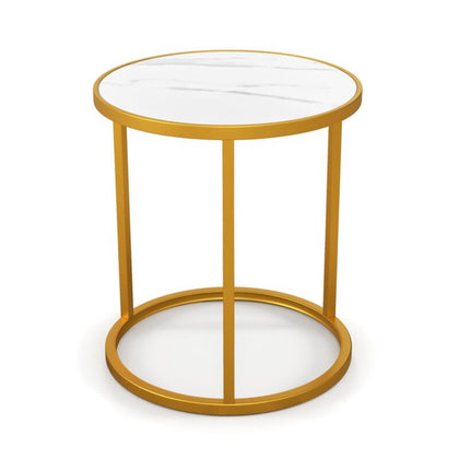 Marble Top Sofa Side Table Modern Round End Table Compact Coffee Table