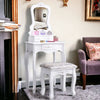Dressing Table With Drawer Mirror & Stool Set Makeup Desk Vanity Table Bedroom