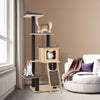 5-Tier Wooden Cat Tower Tall Cat Tower w/ Scratching Sisal Posts and Top Perch