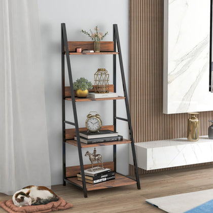 4 Tier Ladder Shelf Bookcase Display Storage Unit Free Standing Living Room