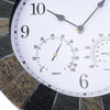 Home Garden Wall Clock with Thermomter Indoor Outdoor Arabic 34cm Slatted Effect