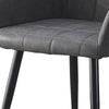 Set of 2 Grey/Brown/Beige Dining Chairs Fuax Leather Padded Seat Metal Legs PU