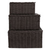 3x Weave Basket Storage Cabinet Chest Drawers Storage Box Bedroom Brown