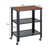 3 Tier Kitchen Serving Trolley Steel Frame Rolling Storage Cart Display Rack