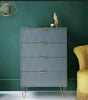 Modern Loft Studio 4 Drawer Chest Gold Metal Legs &Handles Embossed Drawer BLUSH