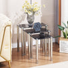 3x Black Marble Tempered Glass Side End Table Nested Table Stainless Steel Tubes