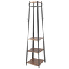 Heavy Duty Steel Frame Coat Rack Bedroom Hall Tree Coat Stand 4 Wood Shelves UK