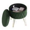 Storage Footstool Ottoman Footrest Makeup Dressing Table Stool with Gold Metal