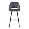 Pair of Grey Bar Stools Velvet Bar Chairs with Soft Cushion Modern Metal Legs