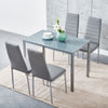 105cm 120cm Glass Dining Table and 4 /6 Padded Chairs Set Home Kitchen Furniture