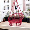 Red Boho Hanging Hammock Chair Cotton Woven Rope Swing Home Garden Chair Seat