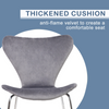 Dining Chairs Set of 2 Velvet Grey Padded Seat Chrome Legs Kitchen Home Office
