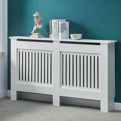 White Radiator Cover Traditional MDF Wood Shelf Cabinet Grill 152*82 cm Modern