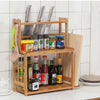 Bamboo Kitchen Shelf Organizer Countertop Rack Holder Bread Board Knife Storage