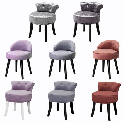 Retro Vintage Bedroom Dressing Table Stool Velvet Vanity Chair with Wooden Legs