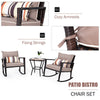 Outdoor 3 PCS Patio Rattan Wicker Rocking Bistro Set W/ Glass Table & Cushions